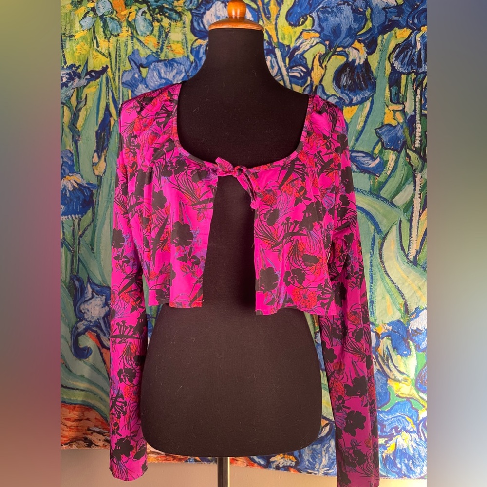 SAVAGE X FENTY FLORAL CROPPED SLEEVE TOP